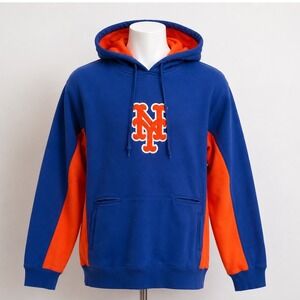 Cooperstown Collection Mets Hoodie Mens L Blue Orange Sporty Colorblock Pullover